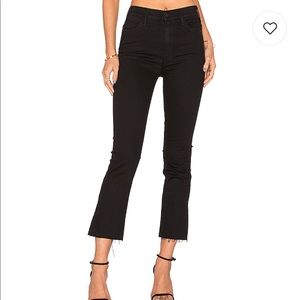 Mother The Hustler Ankle Fray Black Skinny Jeans